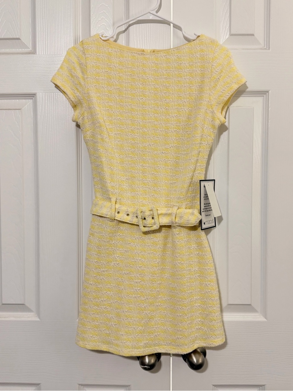 B Darlin Yellow Textured Belted Mini Dress